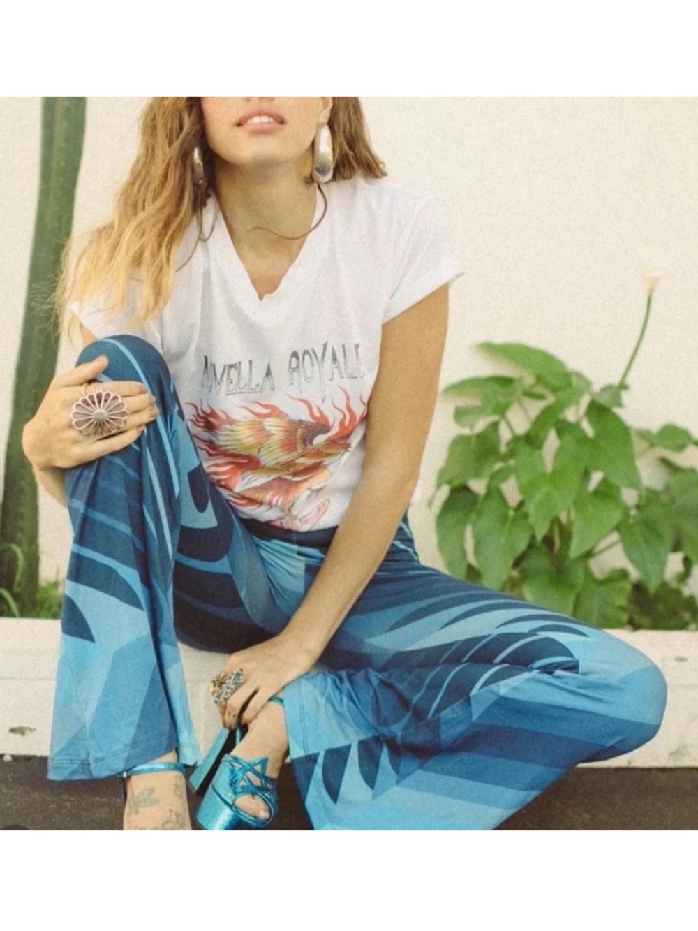 Novella Royale Light and Dark Blue Geo Janis Bell Bottoms Small